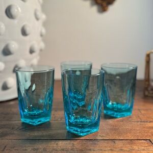 Faceted Blue Drinking Glasses